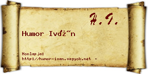 Humor Iván névjegykártya